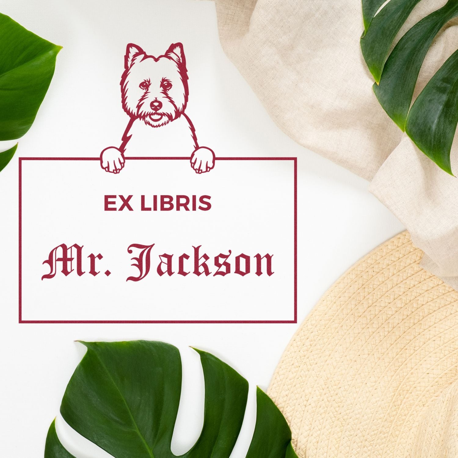 West Highland White Terrier Custom-Made Puppy Ex Libris Label Stamp - Engineer Seal Stamps