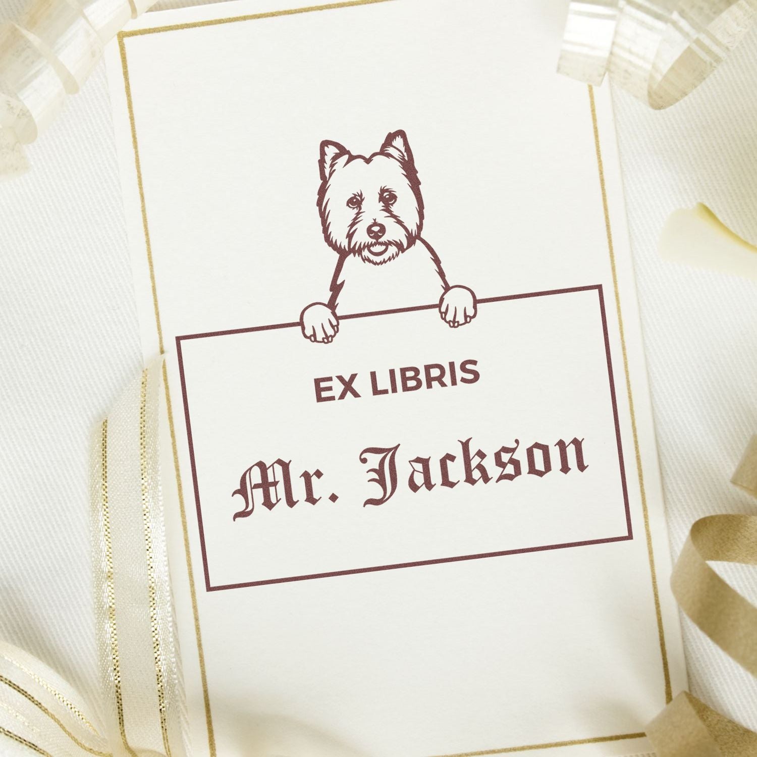 West Highland White Terrier Custom Ex Libris Custom Book Stamp - Engineer Seal Stamps