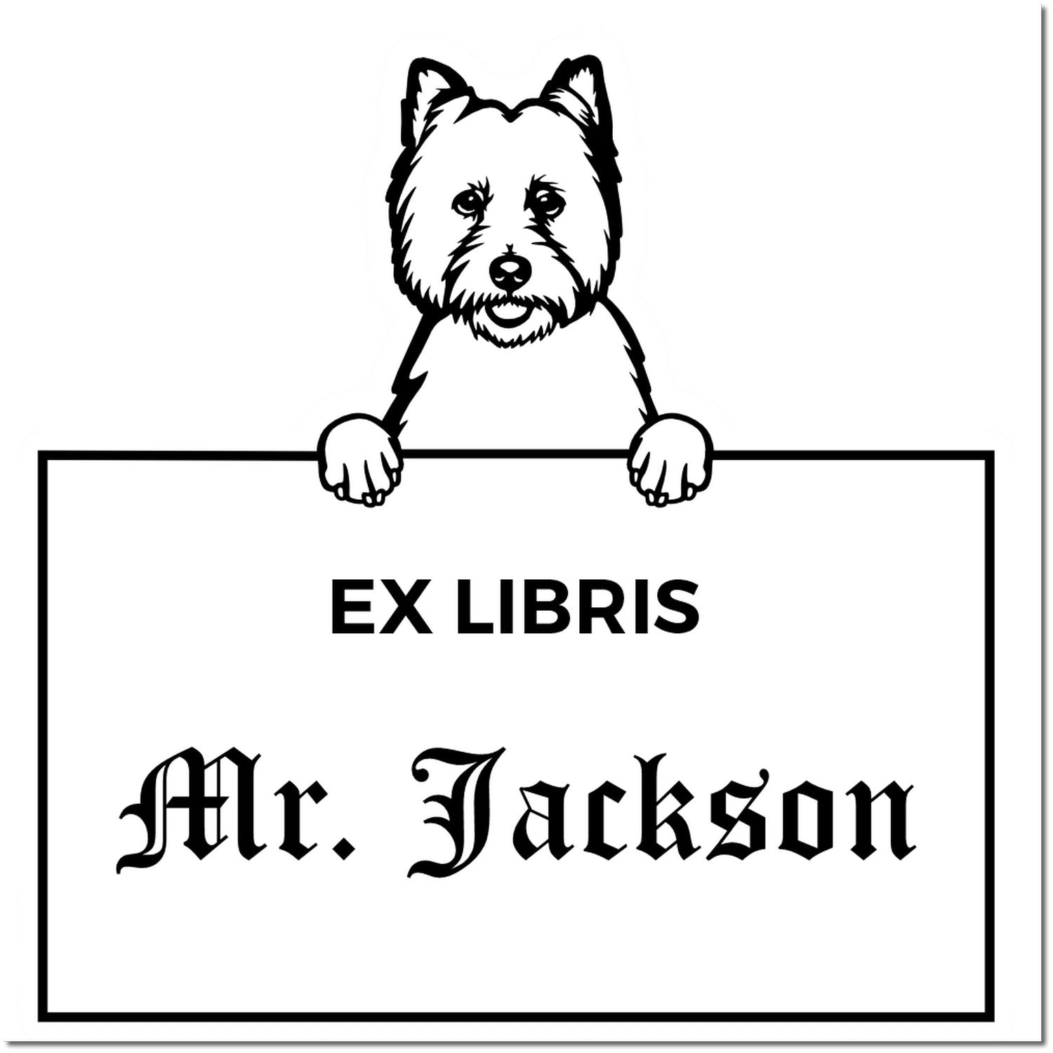 West Highland White Terrier Custom Dog Ex Libris Stamp - Engineer Seal Stamps