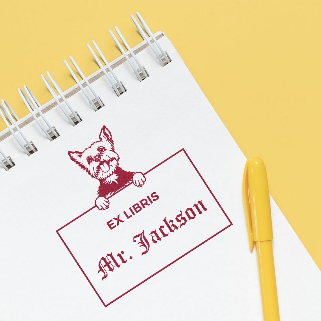 Custom-Made Ex Libris Stamper with Yorkie - Engineer Seal Stamps