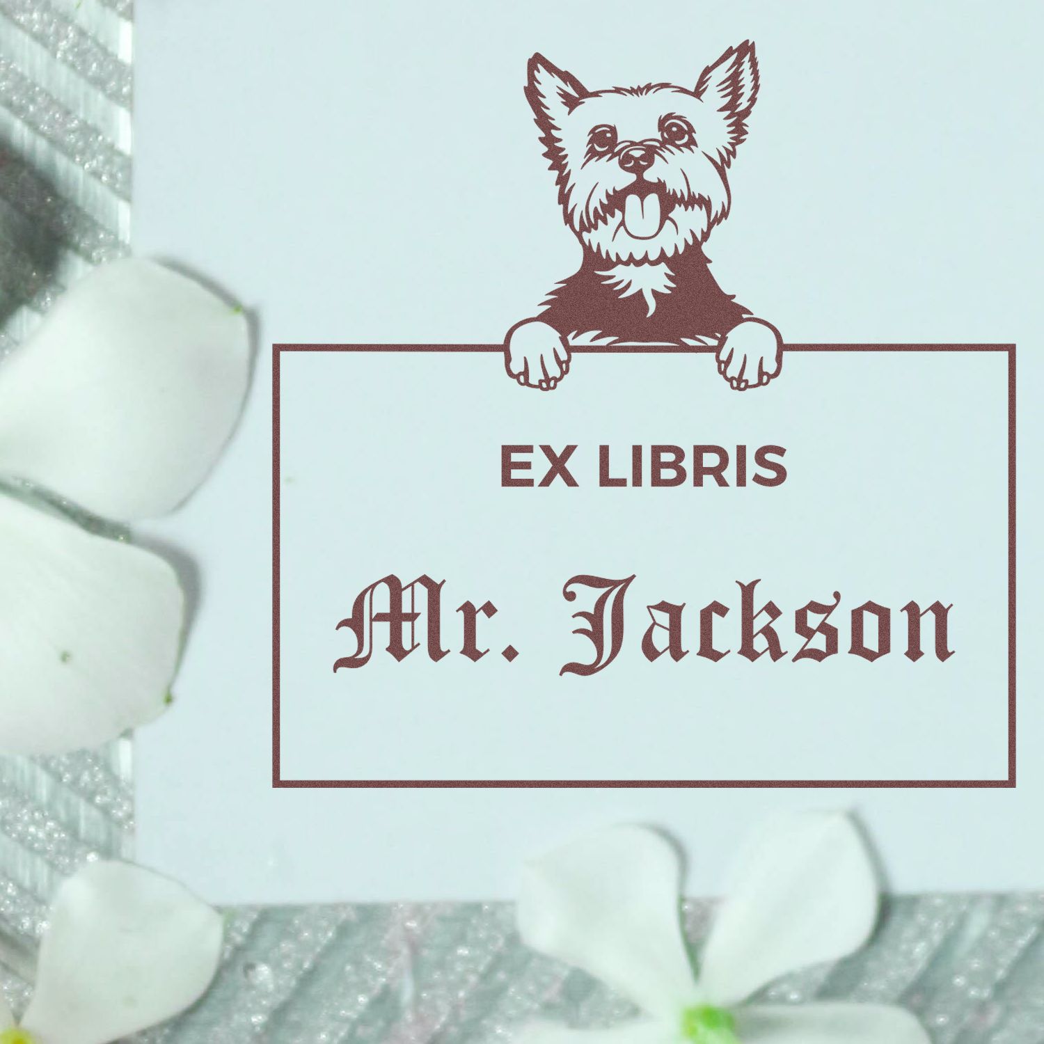 Custom-Made Ex Libris Stamper with Yorkie - Engineer Seal Stamps