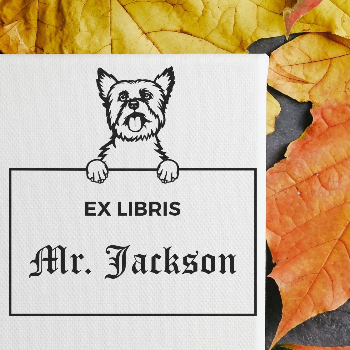 Custom-Made Ex Libris Classroom Stamp with Yorkshire Terrier - Engineer Seal Stamps
