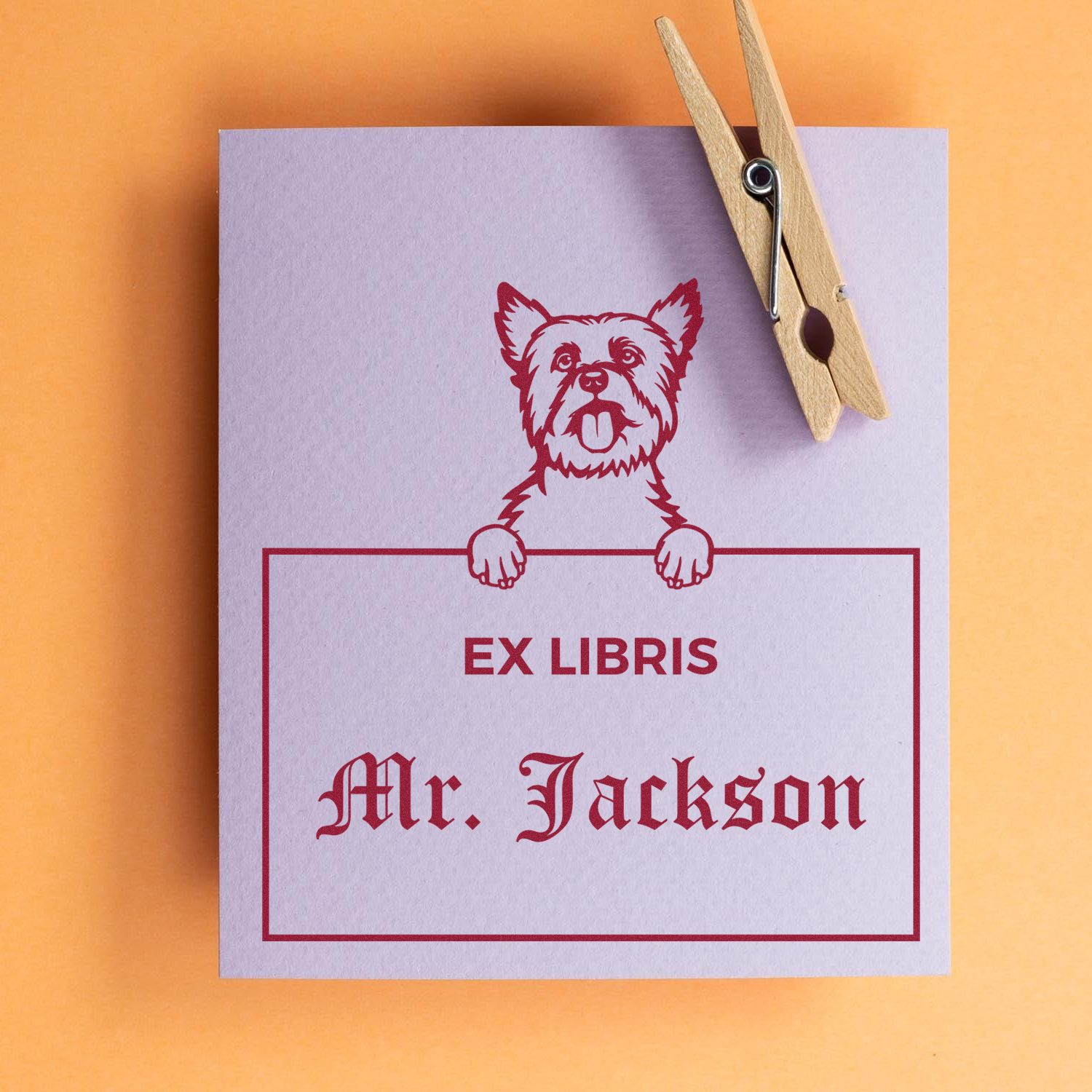 Custom-Made Ex Libris Classroom Stamp with Yorkshire Terrier - Engineer Seal Stamps