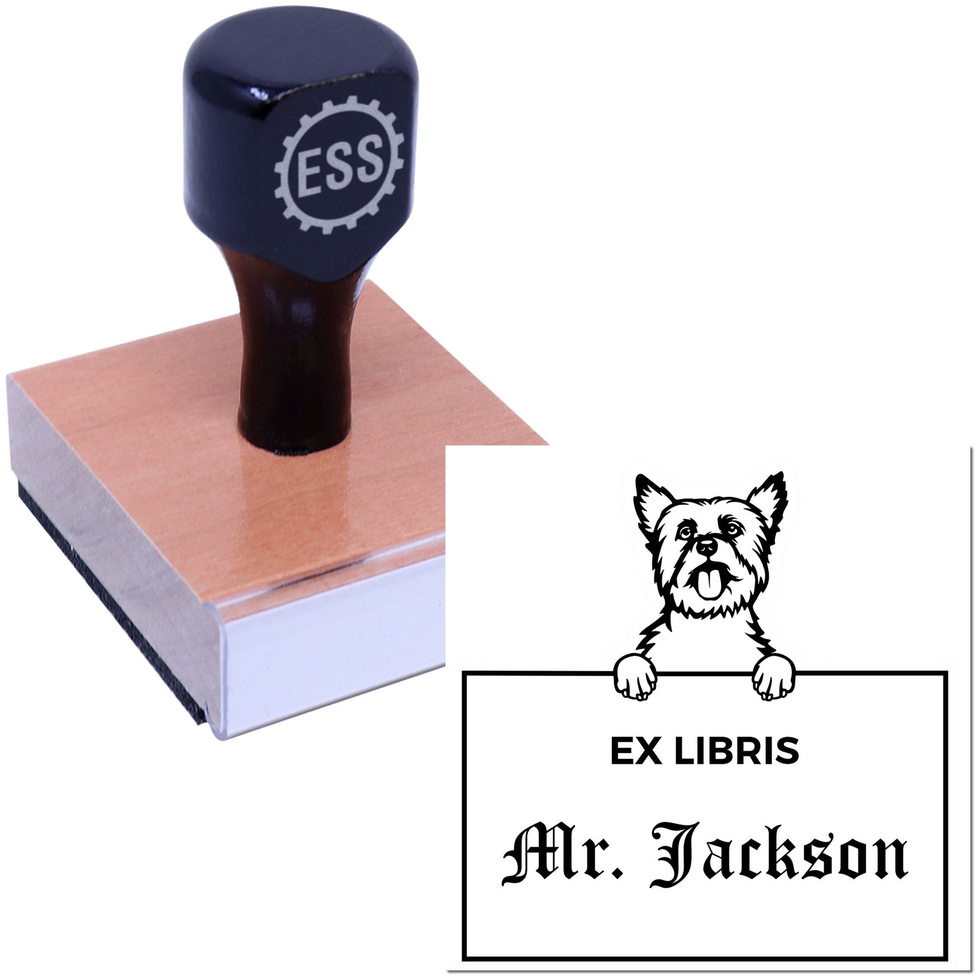 Yorkshire Terrier Custom Dog Ex Libris Library Stamp - Engineer Seal Stamps