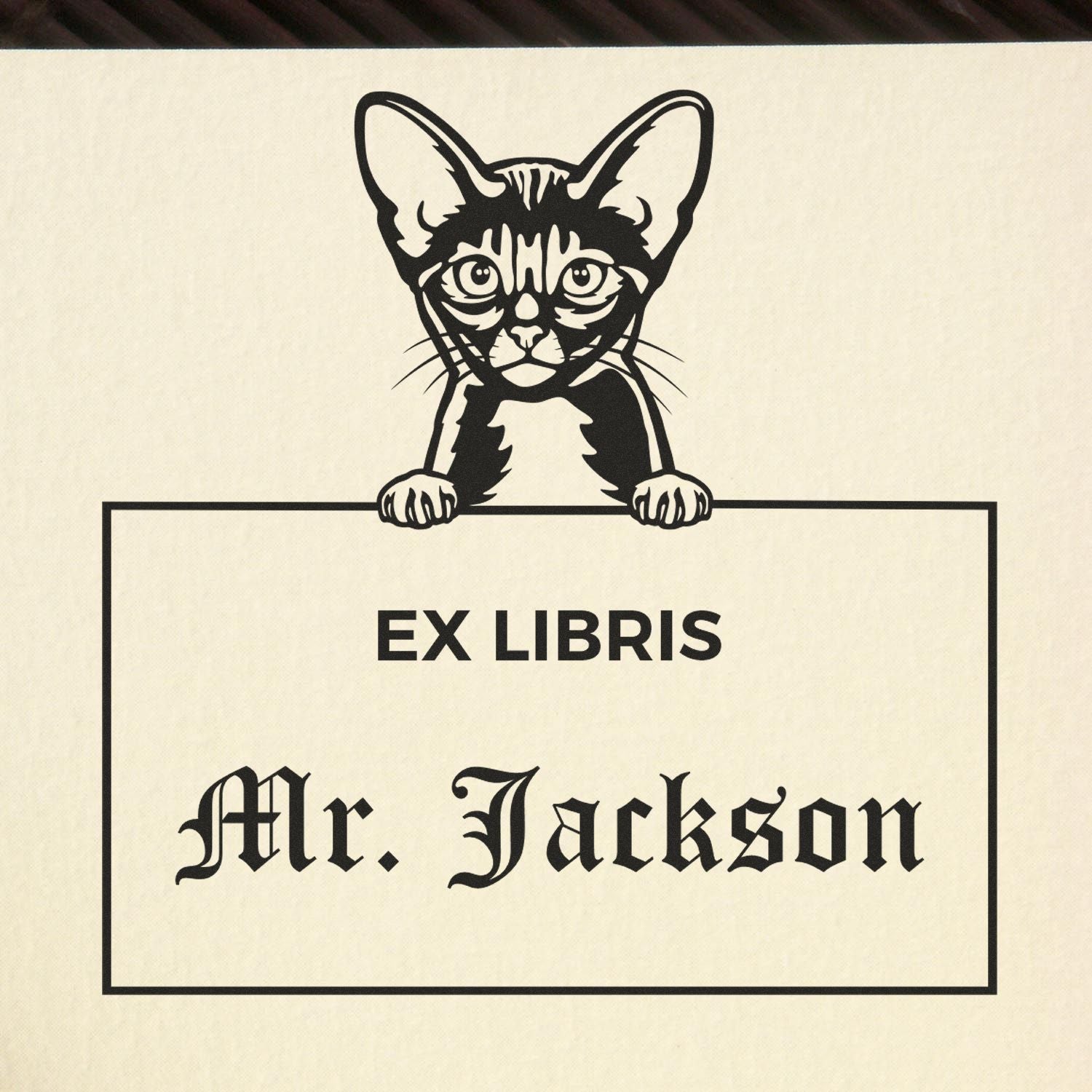Self-Inking Abyssinian Custom Cat Ex Libris Library Stamp - Engineer Seal Stamps