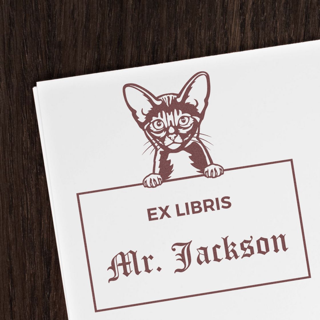 Abyssinian Cat Custom Ex Libris Stamp - Engineer Seal Stamps