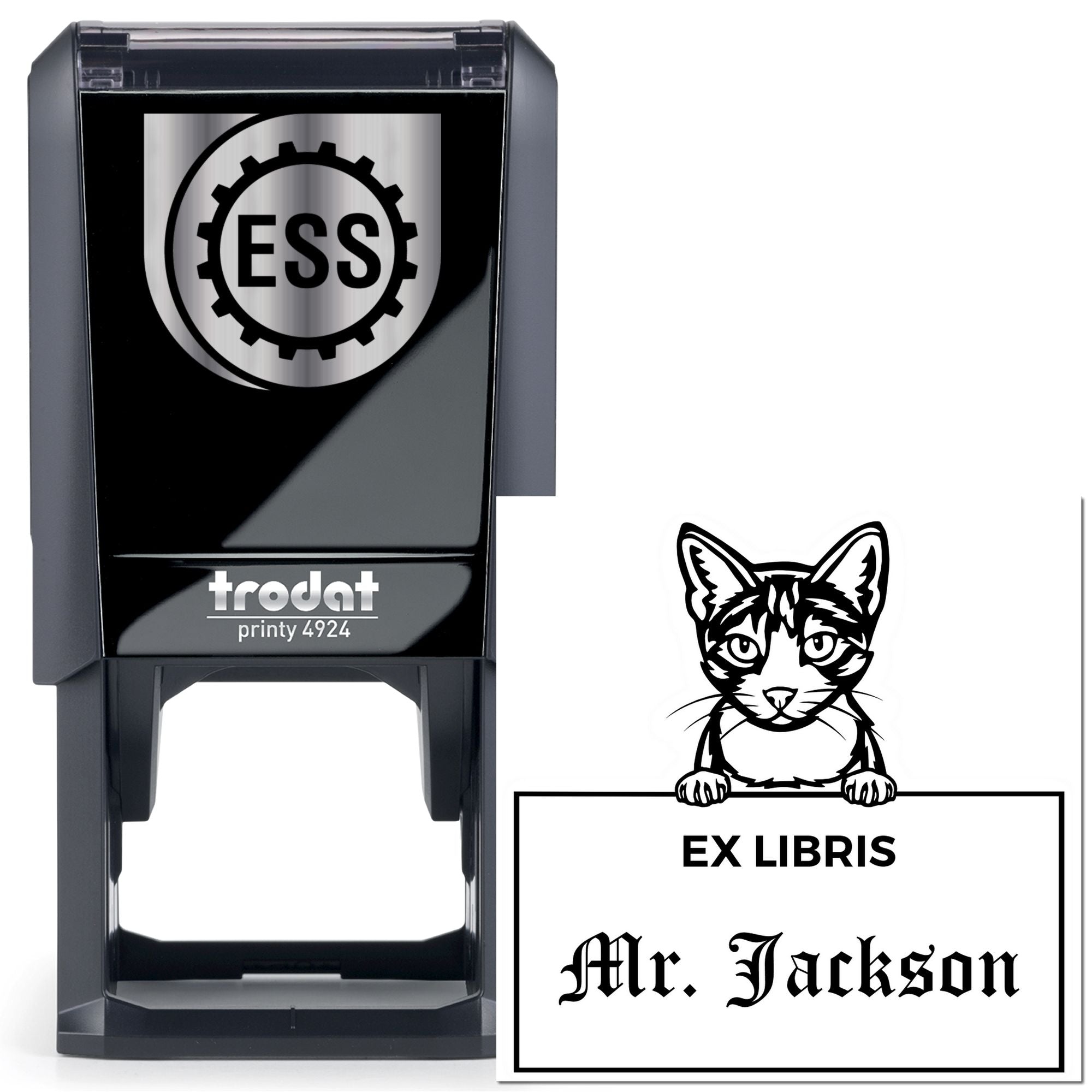 Self-Inking Aegean Custom Cat Ex Libris Design Stamp - Engineer Seal Stamps