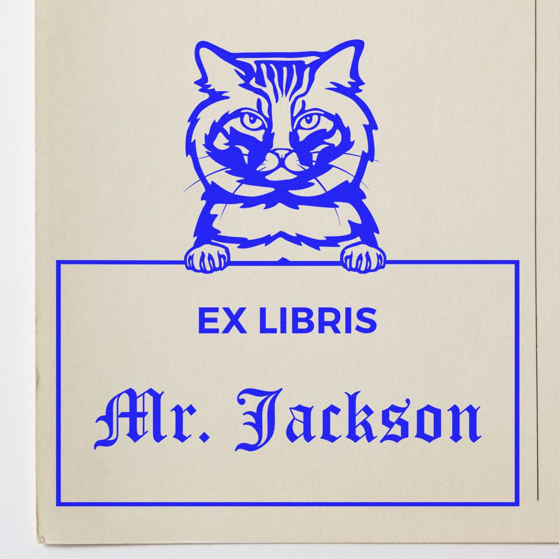 Self-Inking American Bobtail Custom Cat Ex Libris Label Stamp - Engineer Seal Stamps