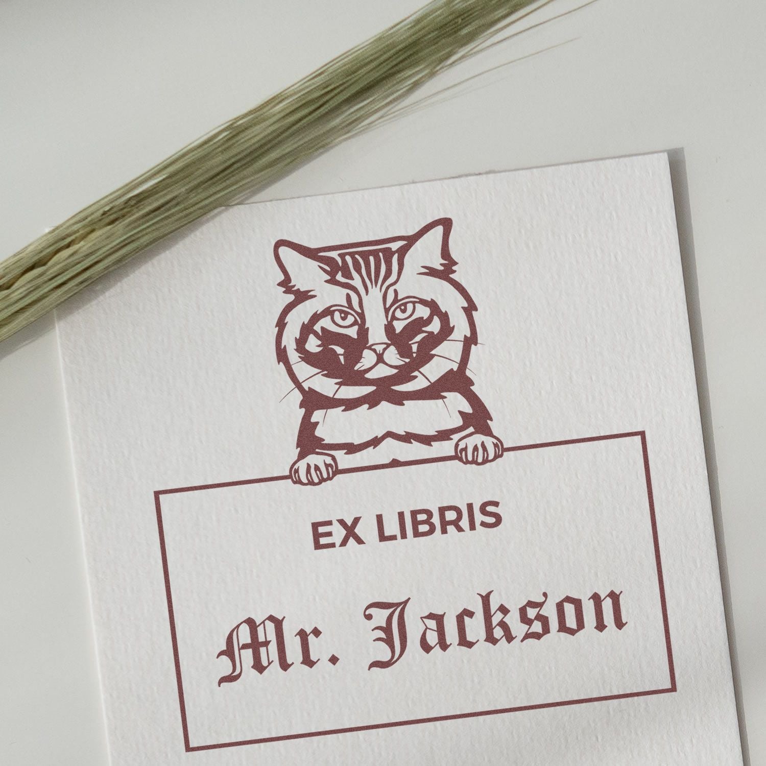 American Bobtail Personalized Cat-Themed Ex Libris Book Stamp - Engineer Seal Stamps
