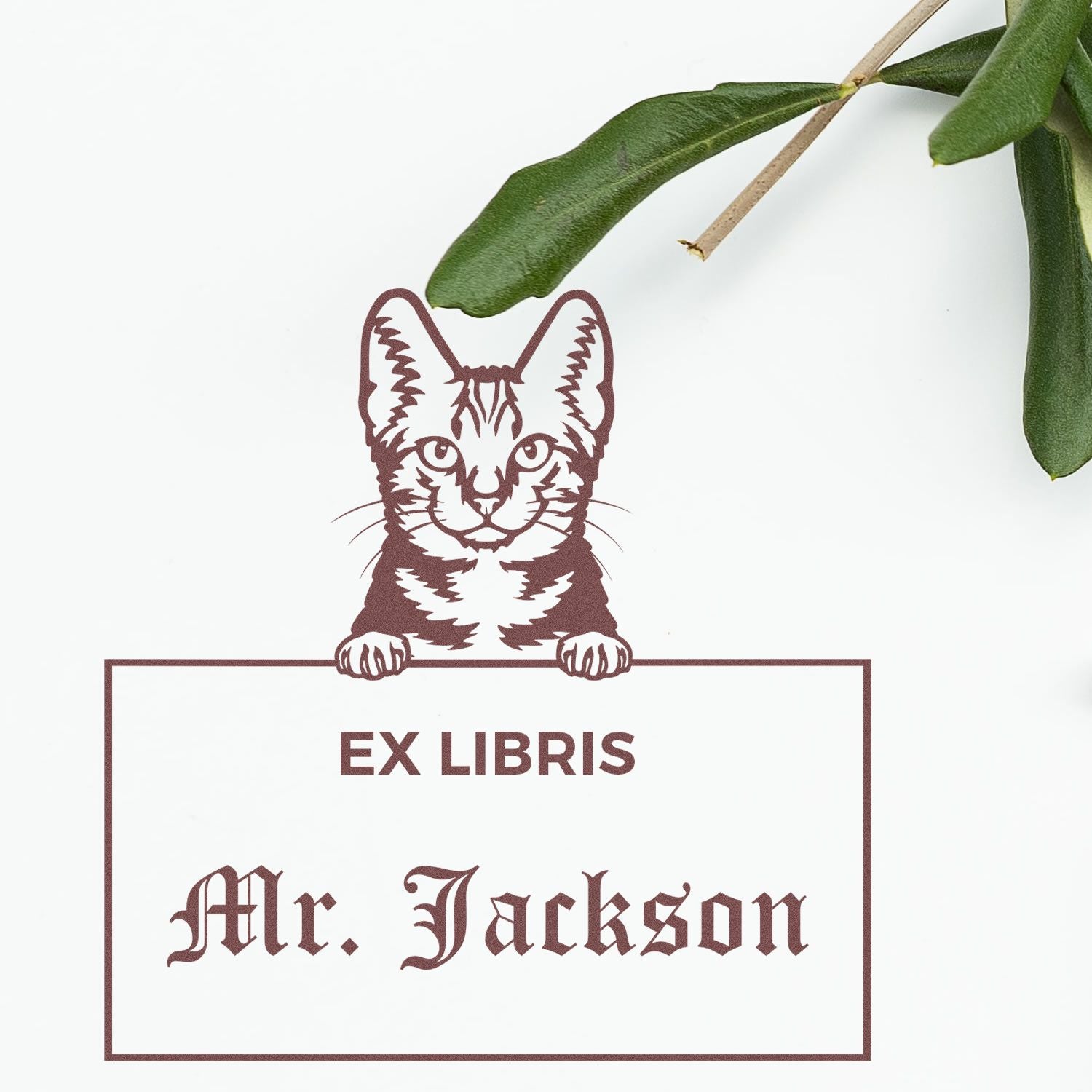 American Shorthair Cat Custom Ex Libris Book Stamp - Engineer Seal Stamps