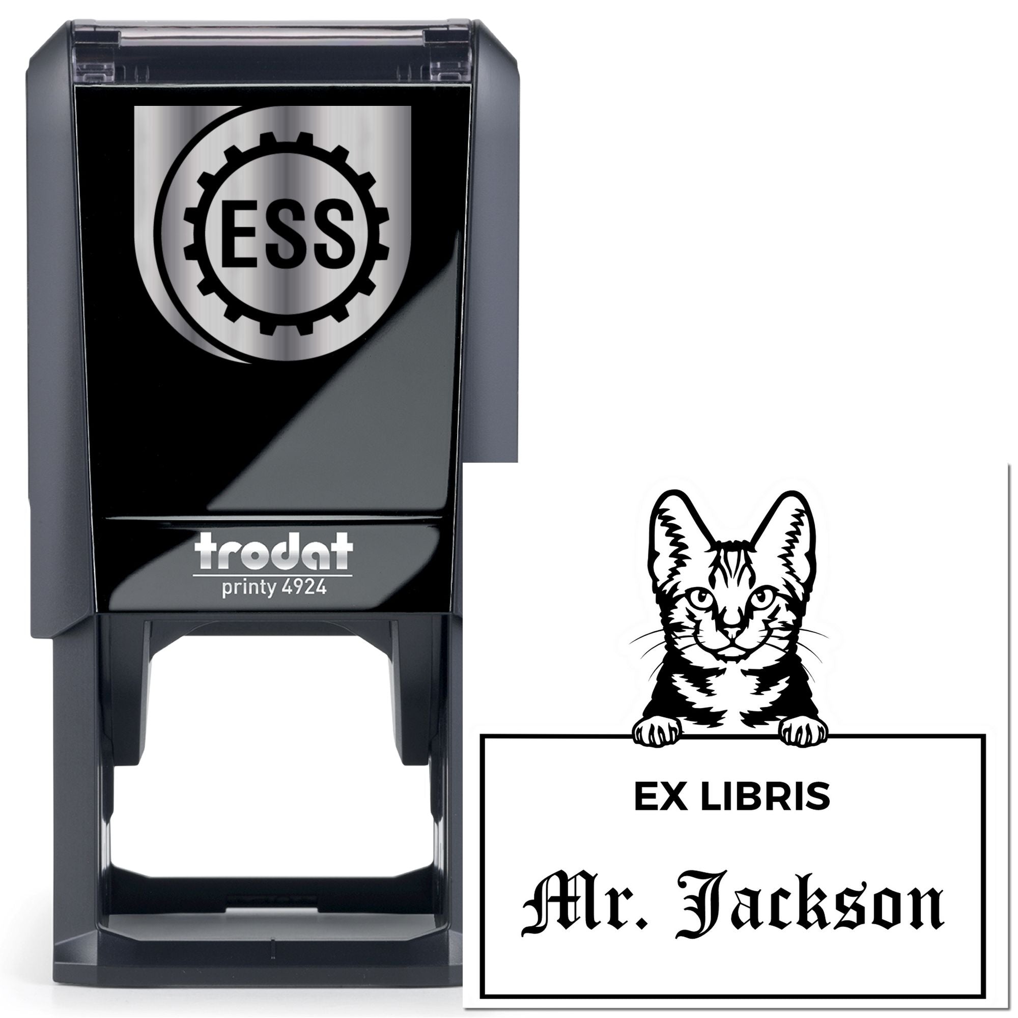 Self-Inking American Shorthair Custom Cat Book Ex Libris Stamp - Engineer Seal Stamps