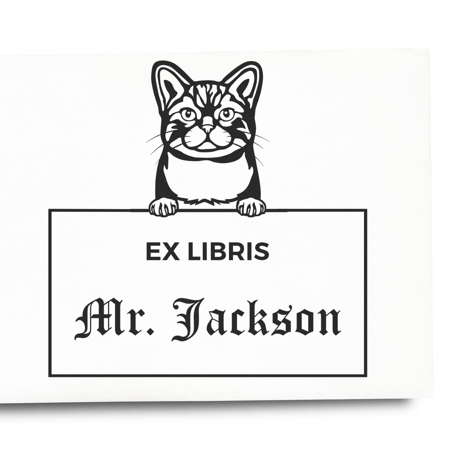 American Wirehair Cat Custom Ex Libris Book Stamper - Engineer Seal Stamps
