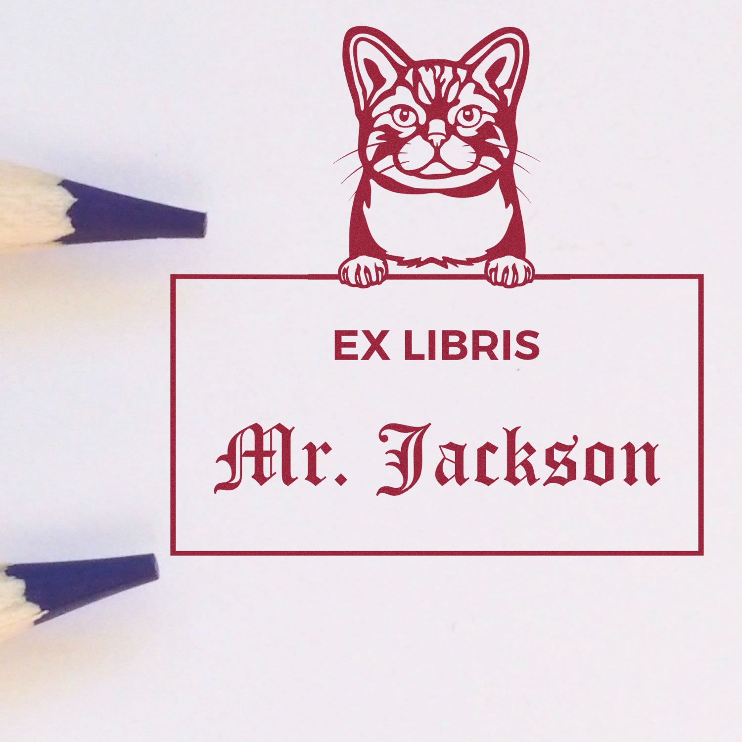 American Wirehair Personalized Cat-Themed Ex Libris Design Stamp - Engineer Seal Stamps