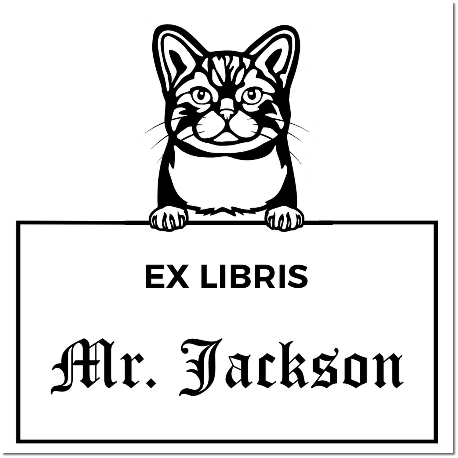 American Wirehair Personalized Cat-Themed Ex Libris Design Stamp - Engineer Seal Stamps