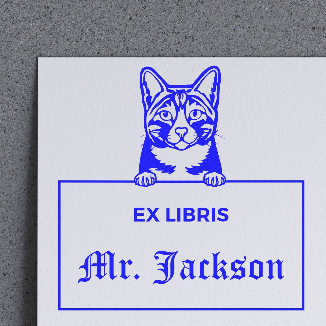 Personalizable Ex Libris Classroom Stamp with Arabian Mau Cat - Engineer Seal Stamps