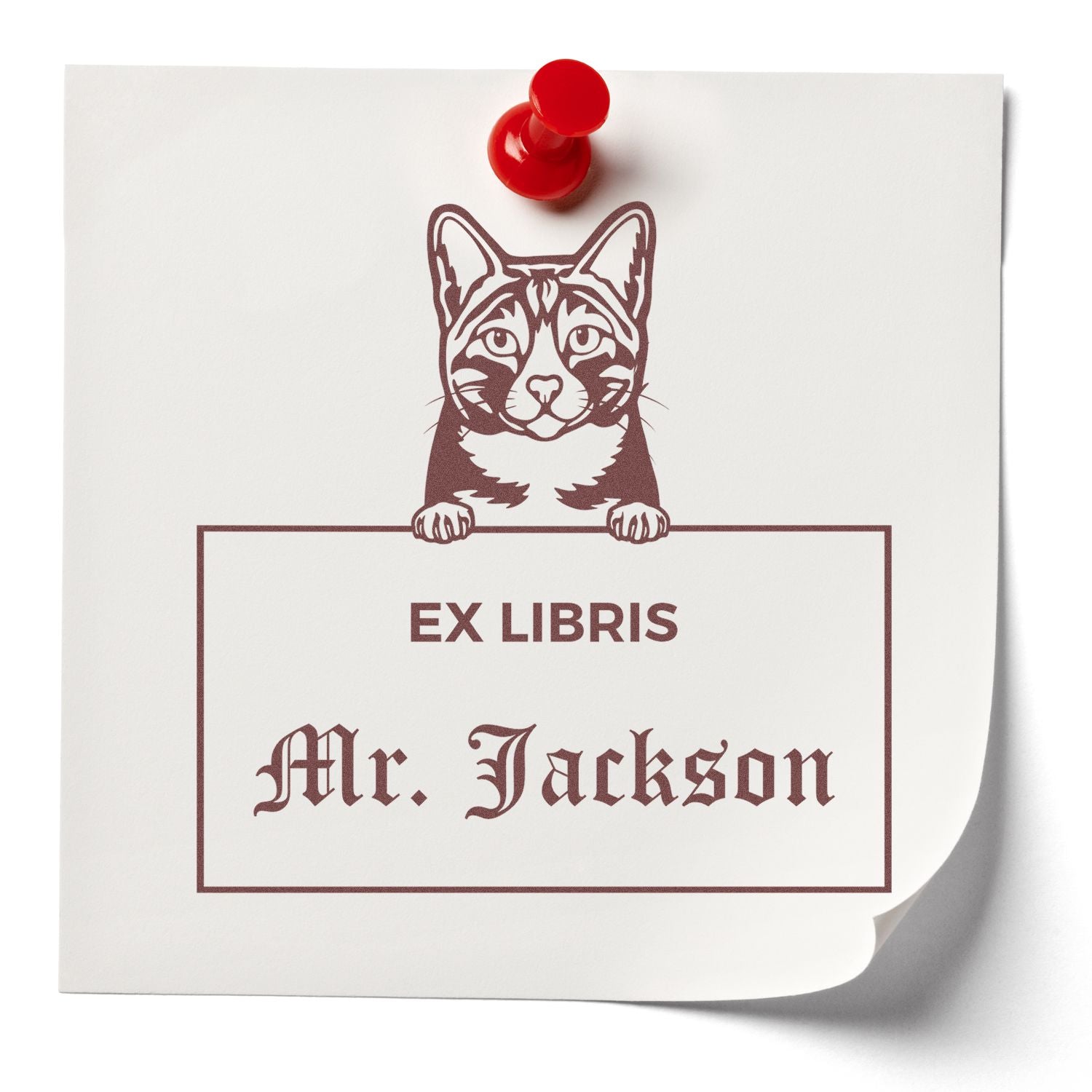 Arabian Mau Personalized Cat-Themed Ex Libris Label Stamp - Engineer Seal Stamps
