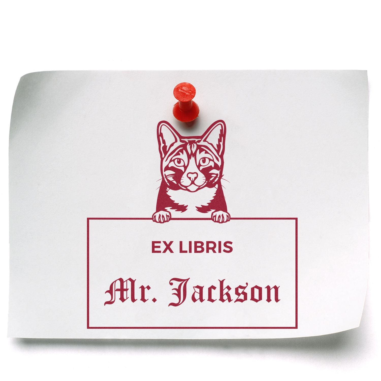 Self-Inking Arabian Mau Custom-Made Cat-Themed Ex Libris Book Label Stamp - Engineer Seal Stamps