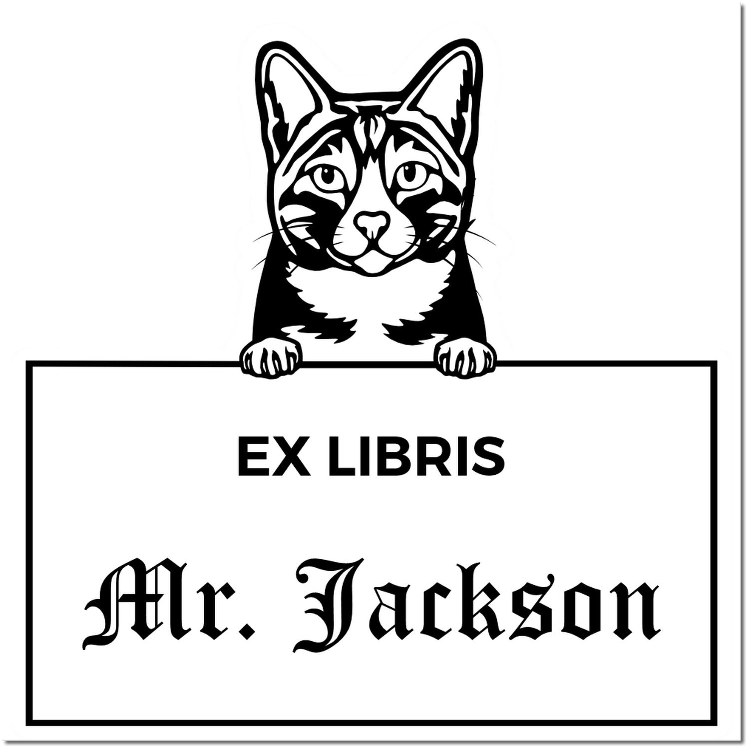 Self-Inking Arabian Mau Custom-Made Cat-Themed Ex Libris Book Label Stamp - Engineer Seal Stamps