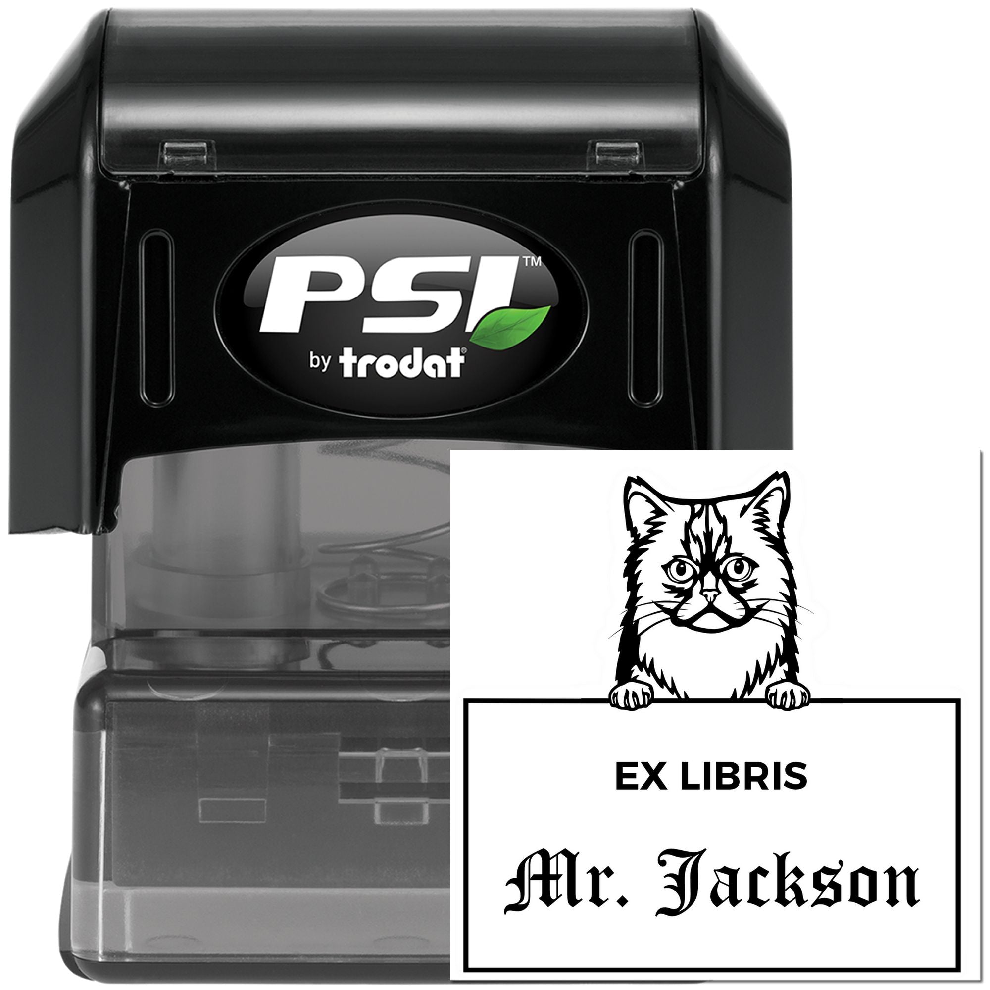 Asian Semi Longhair Cat Custom Ex Libris Teacher Stamper - Engineer Seal Stamps