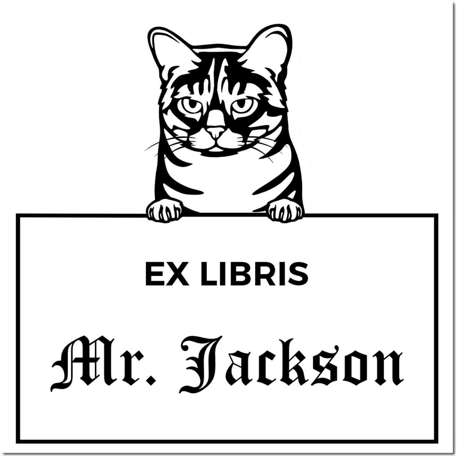 Australian Mist Personalized Cat-Themed Book Ex Libris Stamp - Engineer Seal Stamps