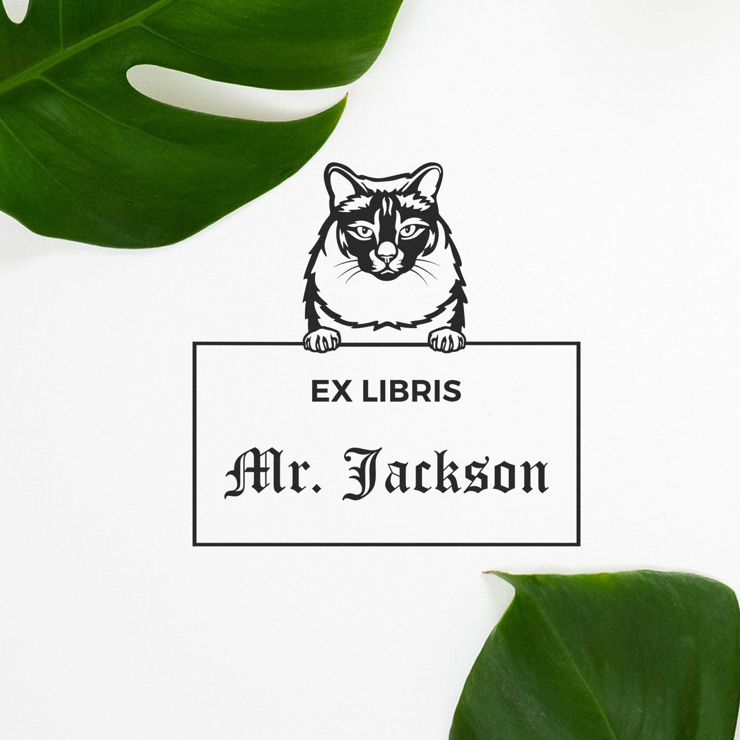 Personalizable Ex Libris Book Stamper with Balinese Cat - Engineer Seal Stamps
