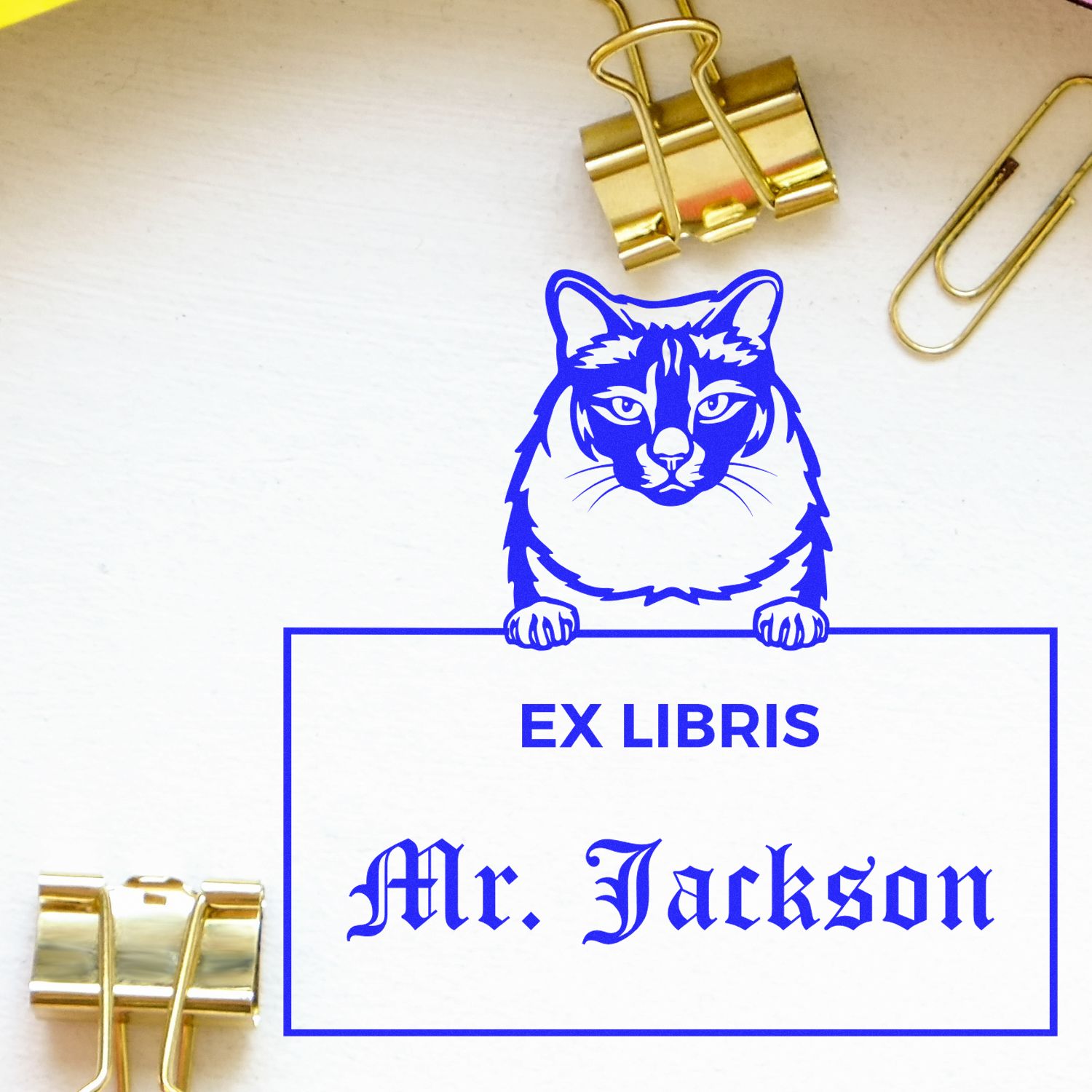 Personalizable Ex Libris Book Stamper with Balinese Cat - Engineer Seal Stamps