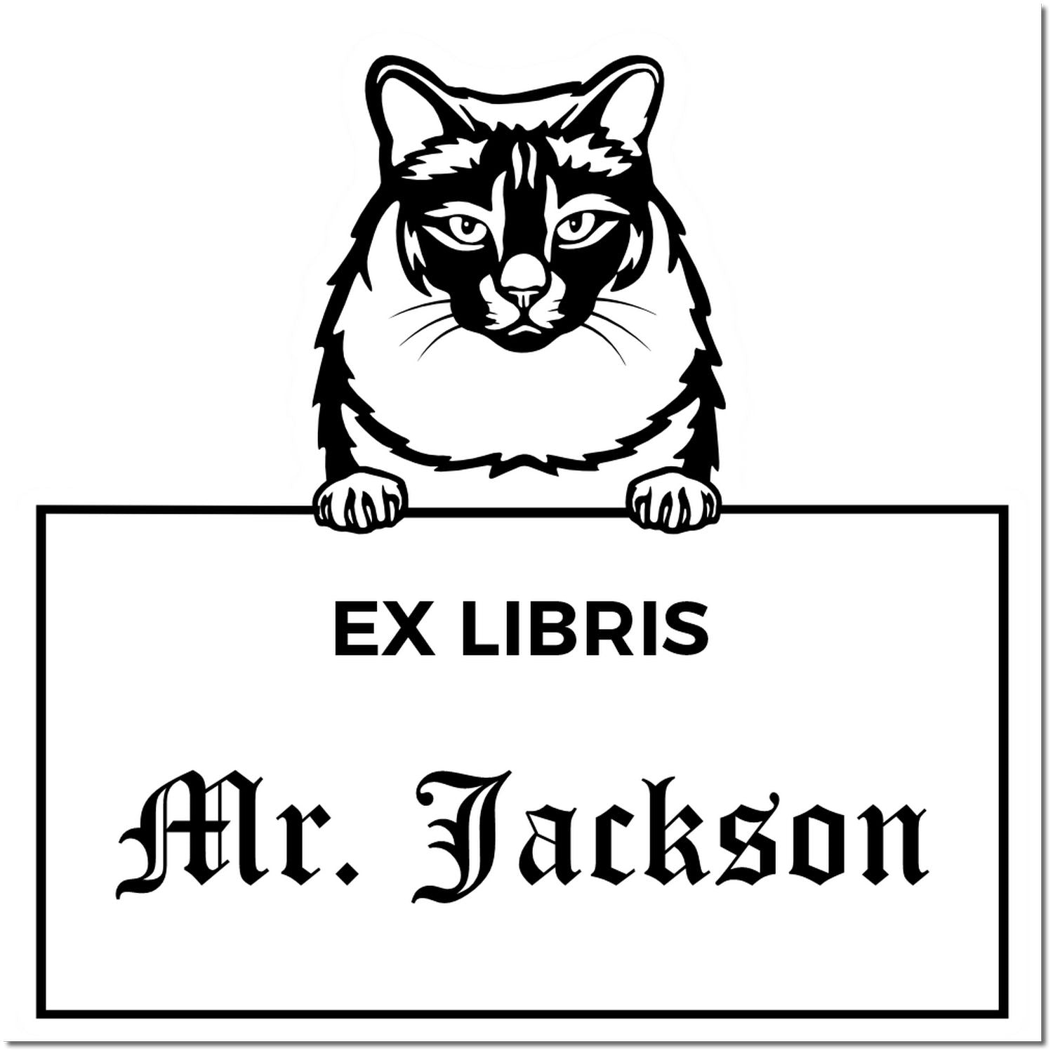 Balinese Personalized Pet Themed Ex Libris Book Label Stamp - Engineer Seal Stamps