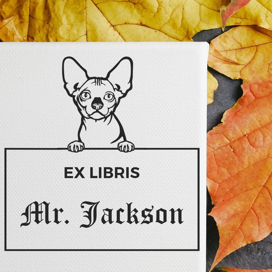 Self-Inking Bambino Custom-Made Cat-Themed Ex Libris Library Stamp - Engineer Seal Stamps