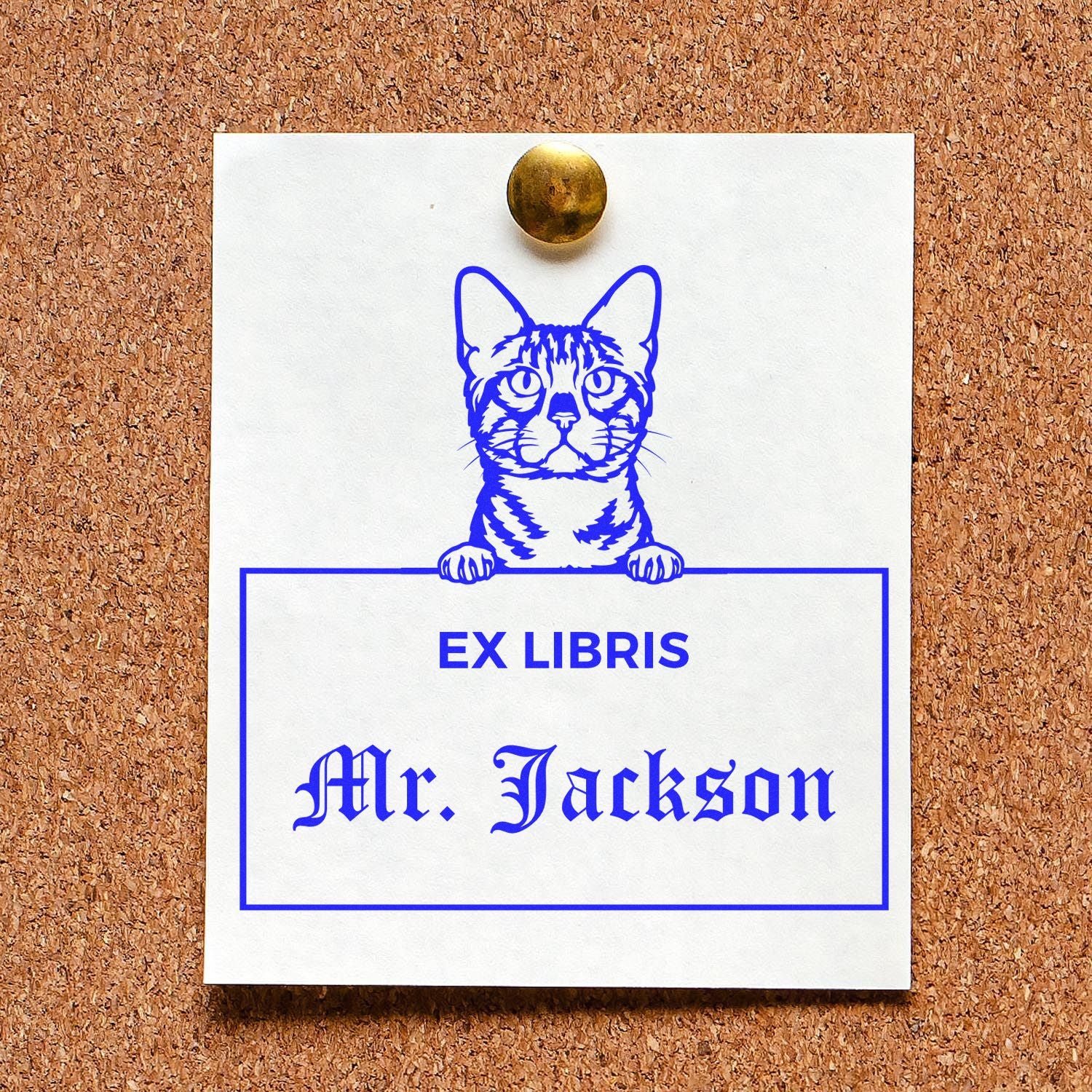 Self-Inking Bengal Custom-Made Cat-Themed Ex Libris Design Stamp - Engineer Seal Stamps