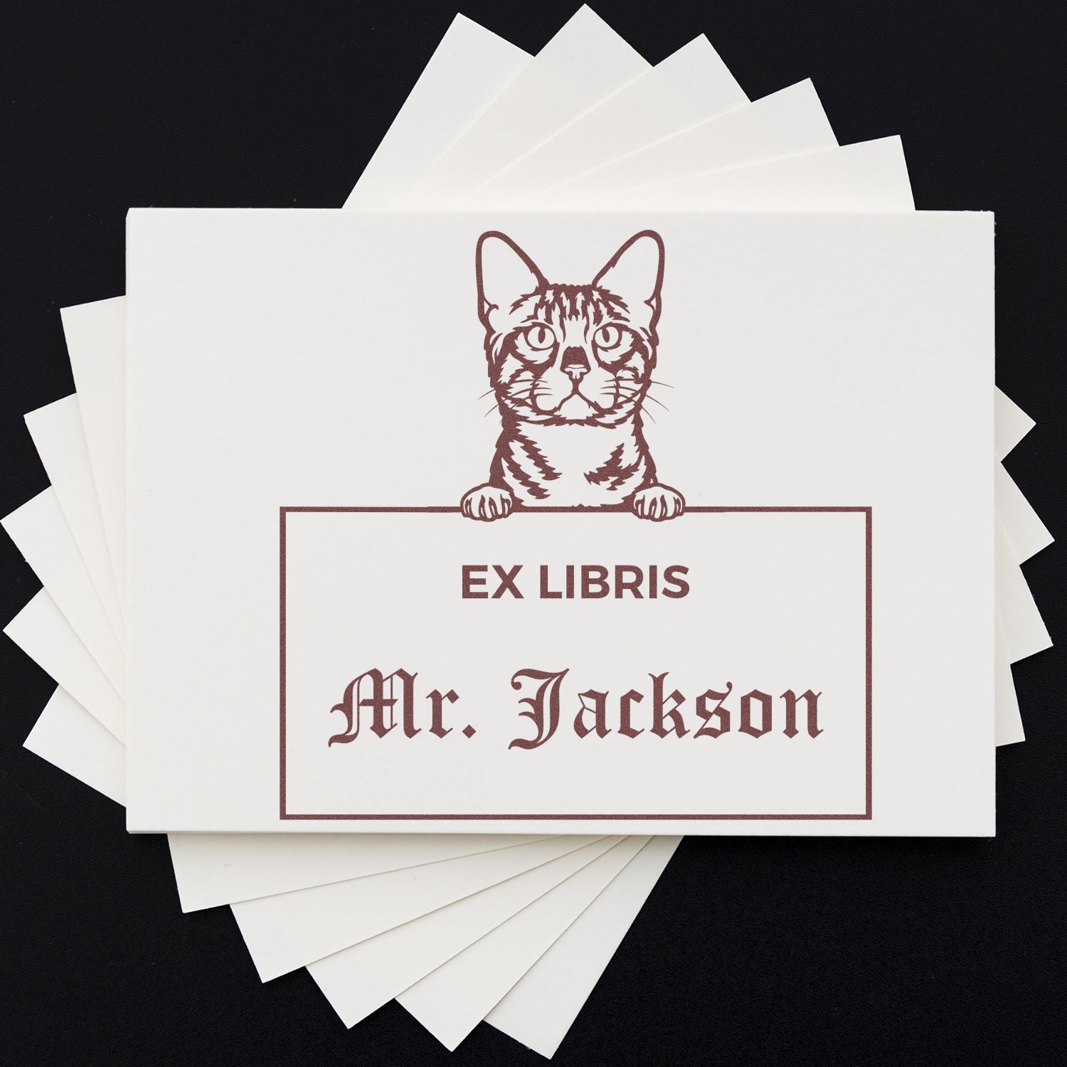 Bengal Personalized Pet Themed Ex Libris Book Stamp - Engineer Seal Stamps
