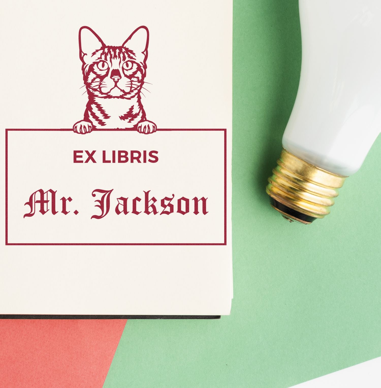 Bengal Personalized Pet Themed Ex Libris Book Stamp - Engineer Seal Stamps