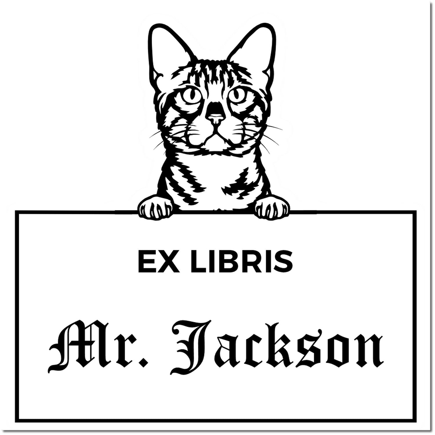Self-Inking Bengal Custom-Made Cat-Themed Ex Libris Design Stamp - Engineer Seal Stamps