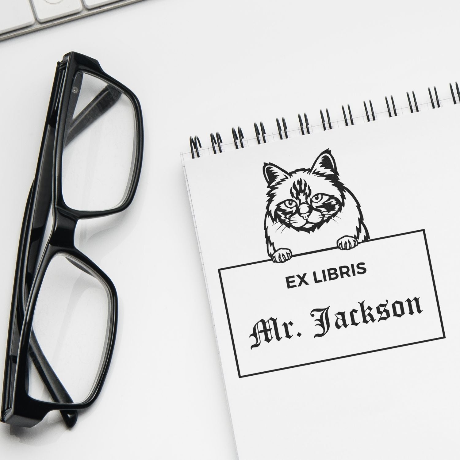 Birman Personalized Pet Themed Ex Libris Bookplate Stamp - Engineer Seal Stamps