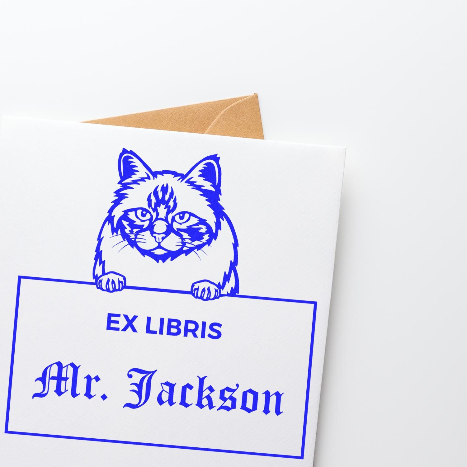 Birman Personalized Pet Themed Ex Libris Bookplate Stamp - Engineer Seal Stamps