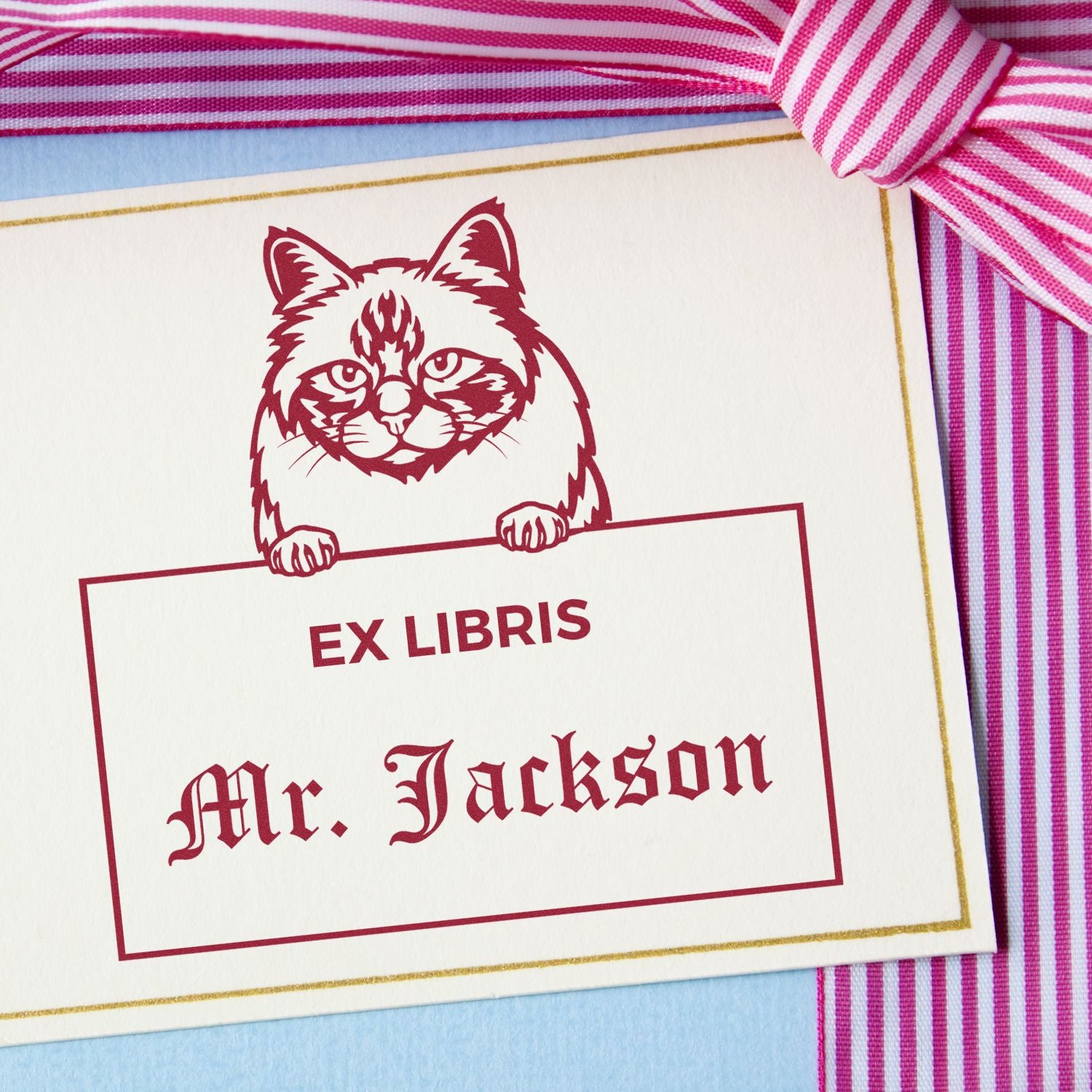 Birman Personalized Pet Themed Ex Libris Bookplate Stamp - Engineer Seal Stamps