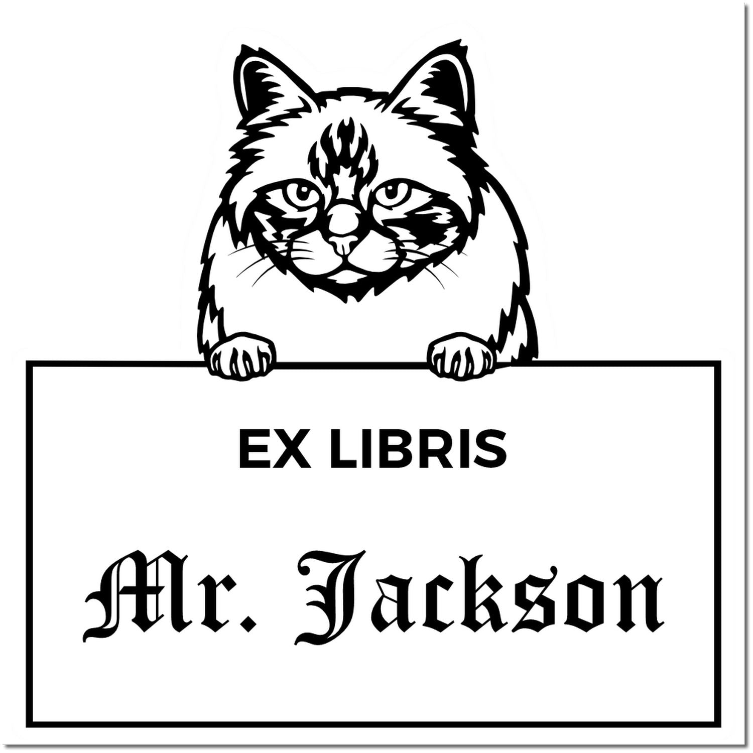 Birman Personalized Pet Themed Ex Libris Bookplate Stamp - Engineer Seal Stamps
