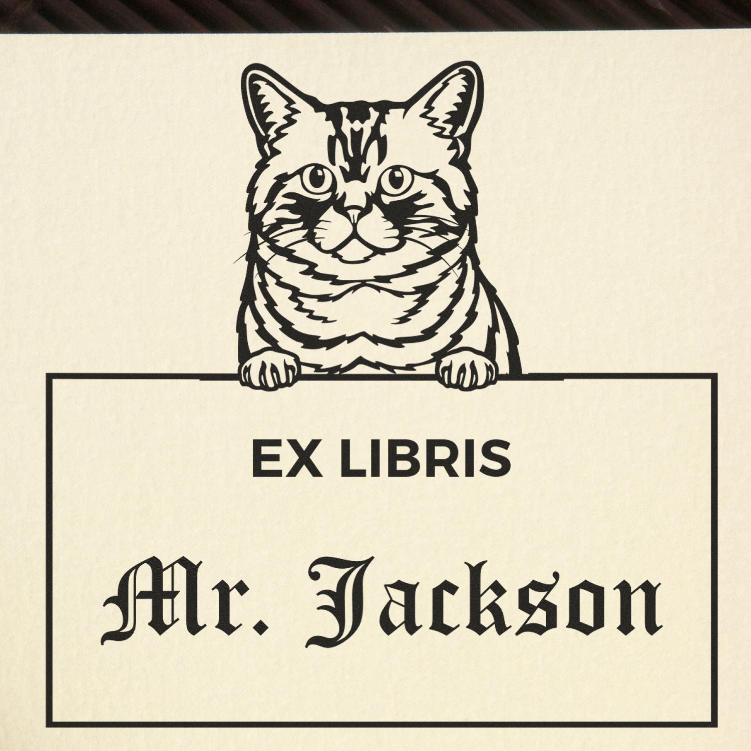 Personalizable Ex Libris Custom Book Stamper with Brazilian Shorthair Cat - Engineer Seal Stamps