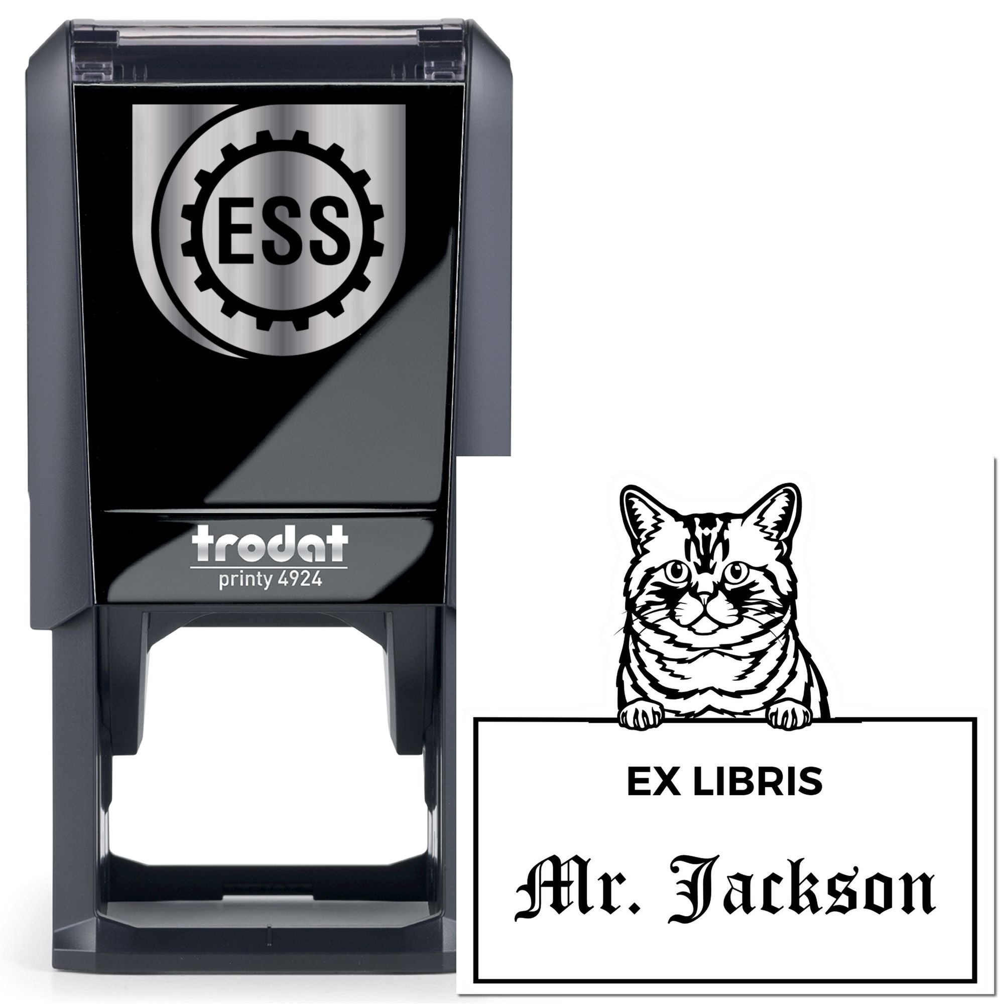 Self-Inking Brazilian Shorthair Custom-Made Cat-Themed Ex Libris Book Ownership Stamp - Engineer Seal Stamps