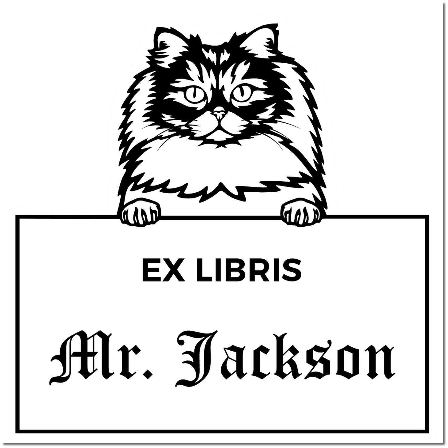 Self-Inking British Longhair Custom-Made Cat-Themed Book Ex Libris Stamp - Engineer Seal Stamps