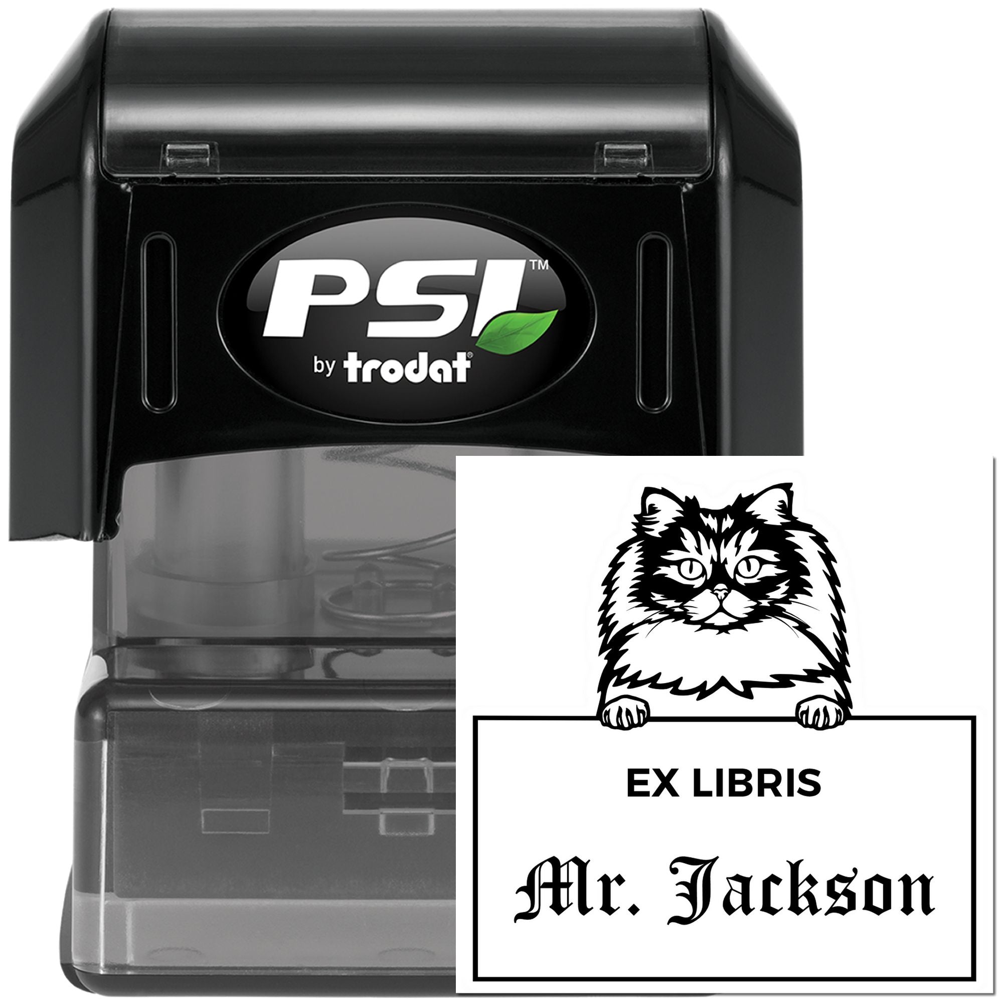 British Longhair Cat Custom Ex Libris Library Stamp - Engineer Seal Stamps