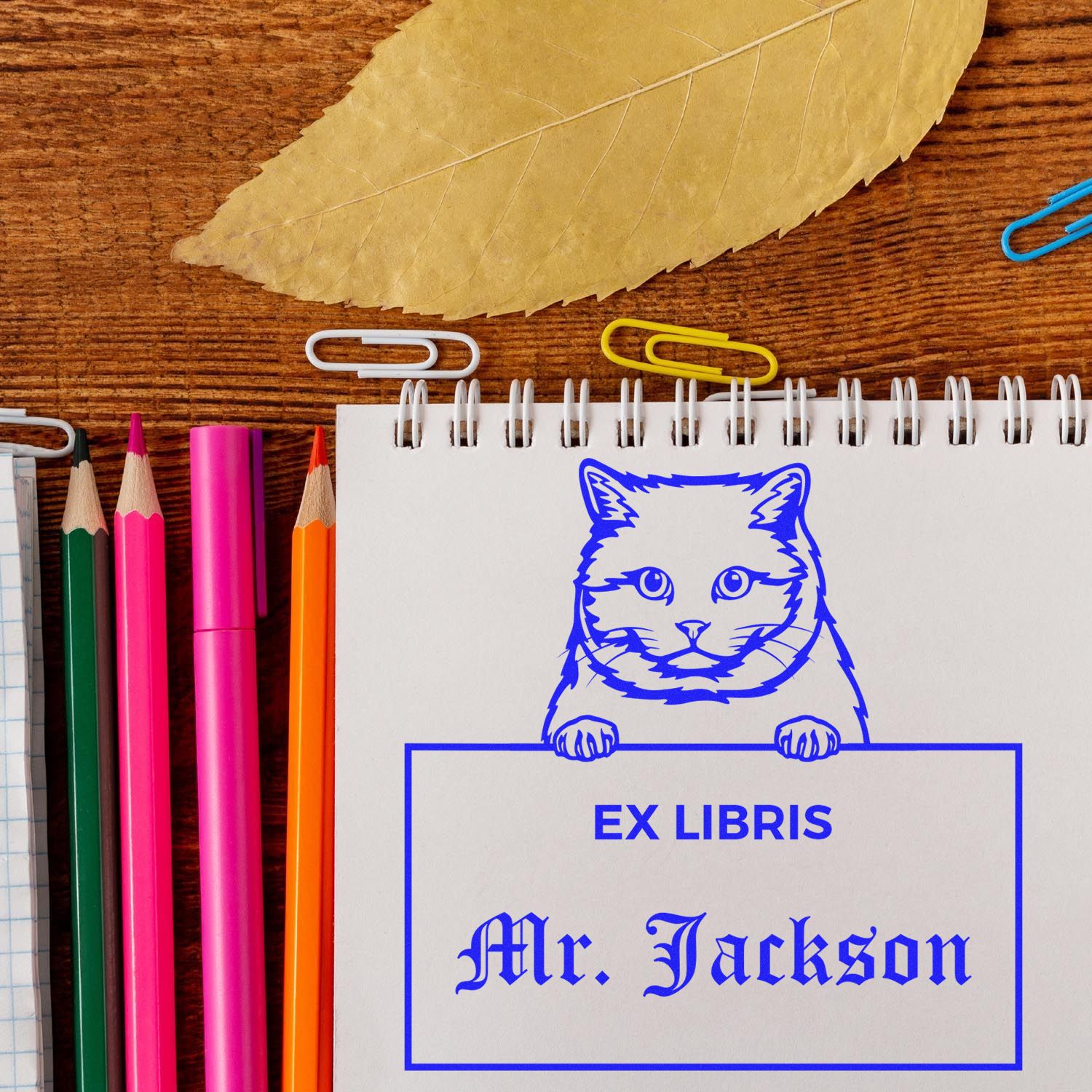 Self-Inking British Shorthair Custom-Made Pet Themed Ex Libris Book Label Stamp - Engineer Seal Stamps
