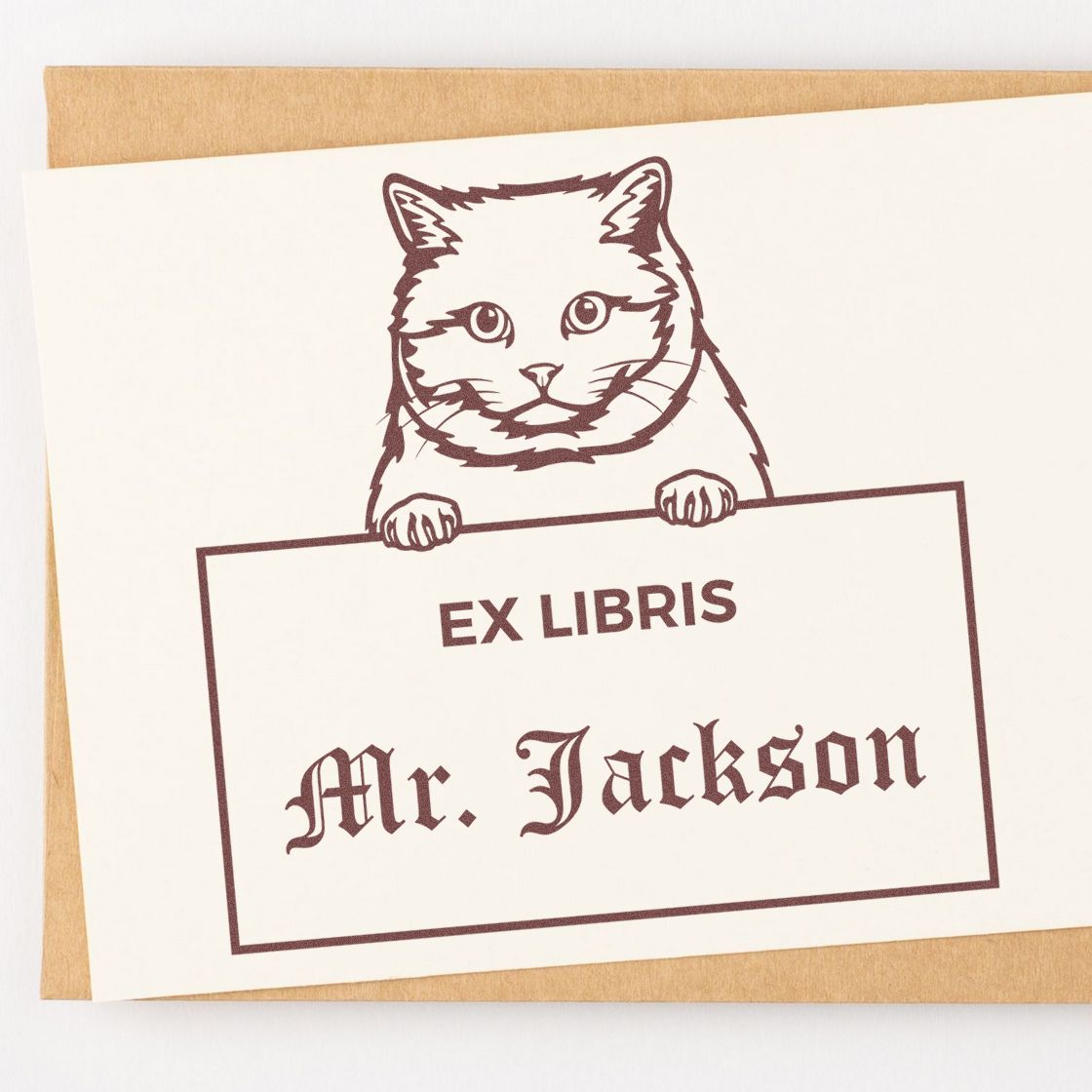 British Shorthair Cat Custom Ex Libris Library Stamper - Engineer Seal Stamps