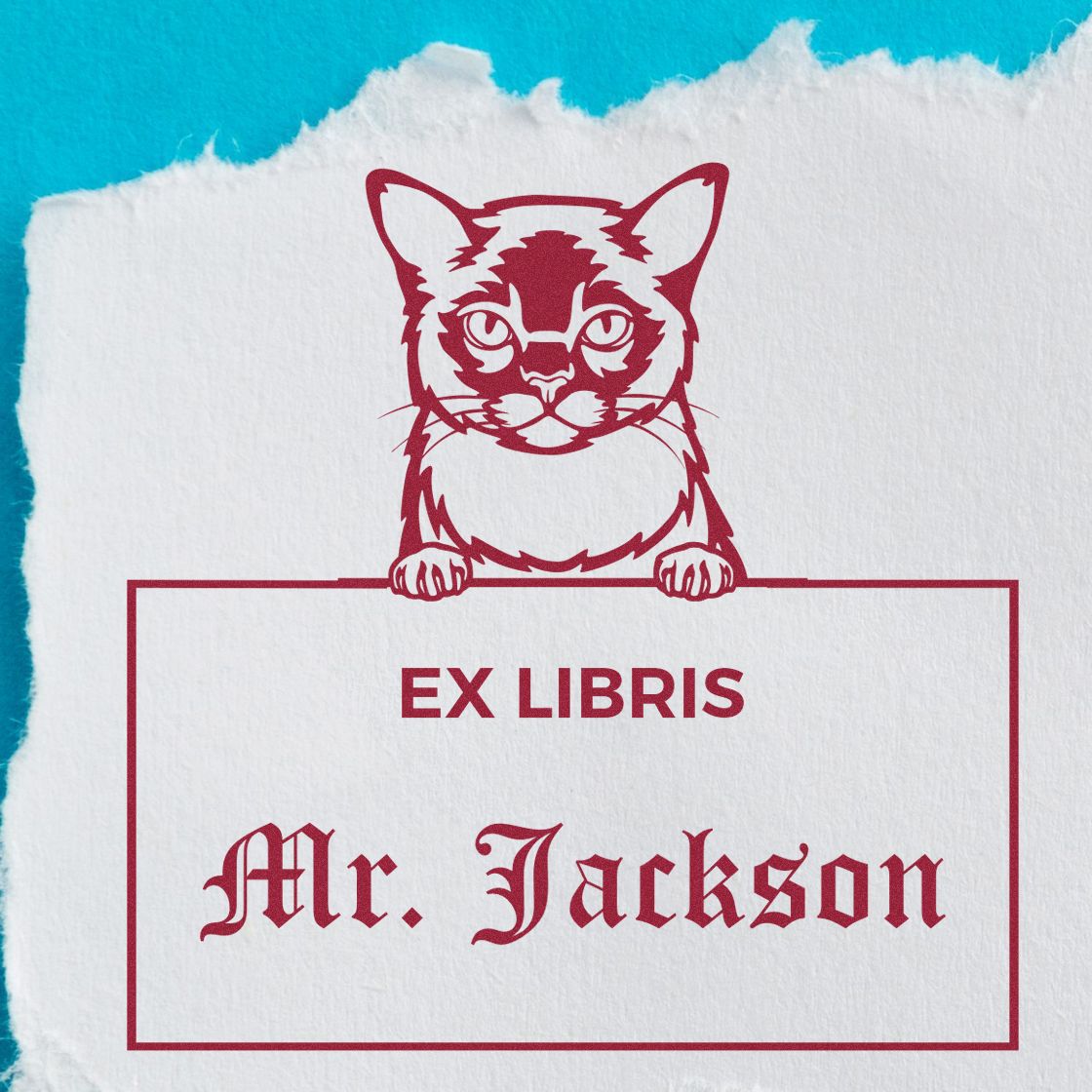 Burmese Cat Custom ExLibris Stamp - Engineer Seal Stamps