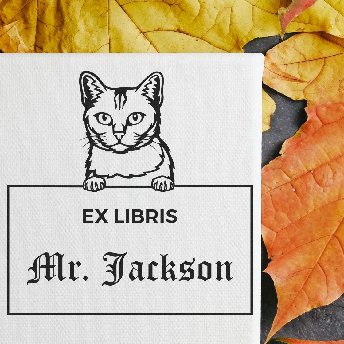 Burmilla Personalized Pet Themed Book Ex Libris Stamp - Engineer Seal Stamps