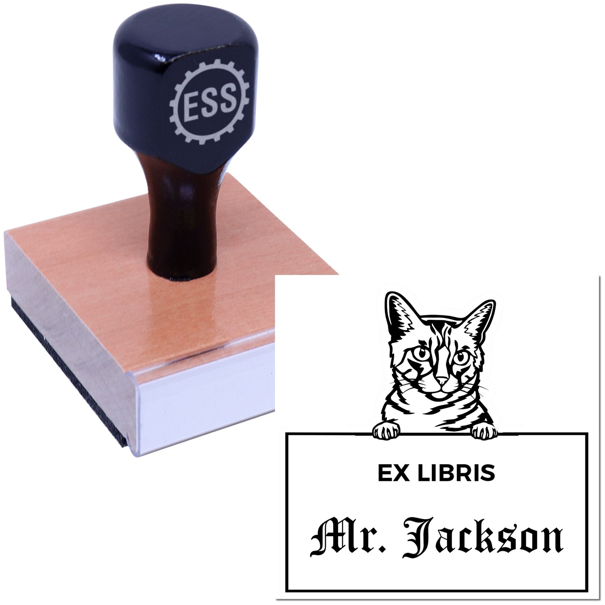 California Spangled Personalized Cat Ex Libris Book Label Stamp
