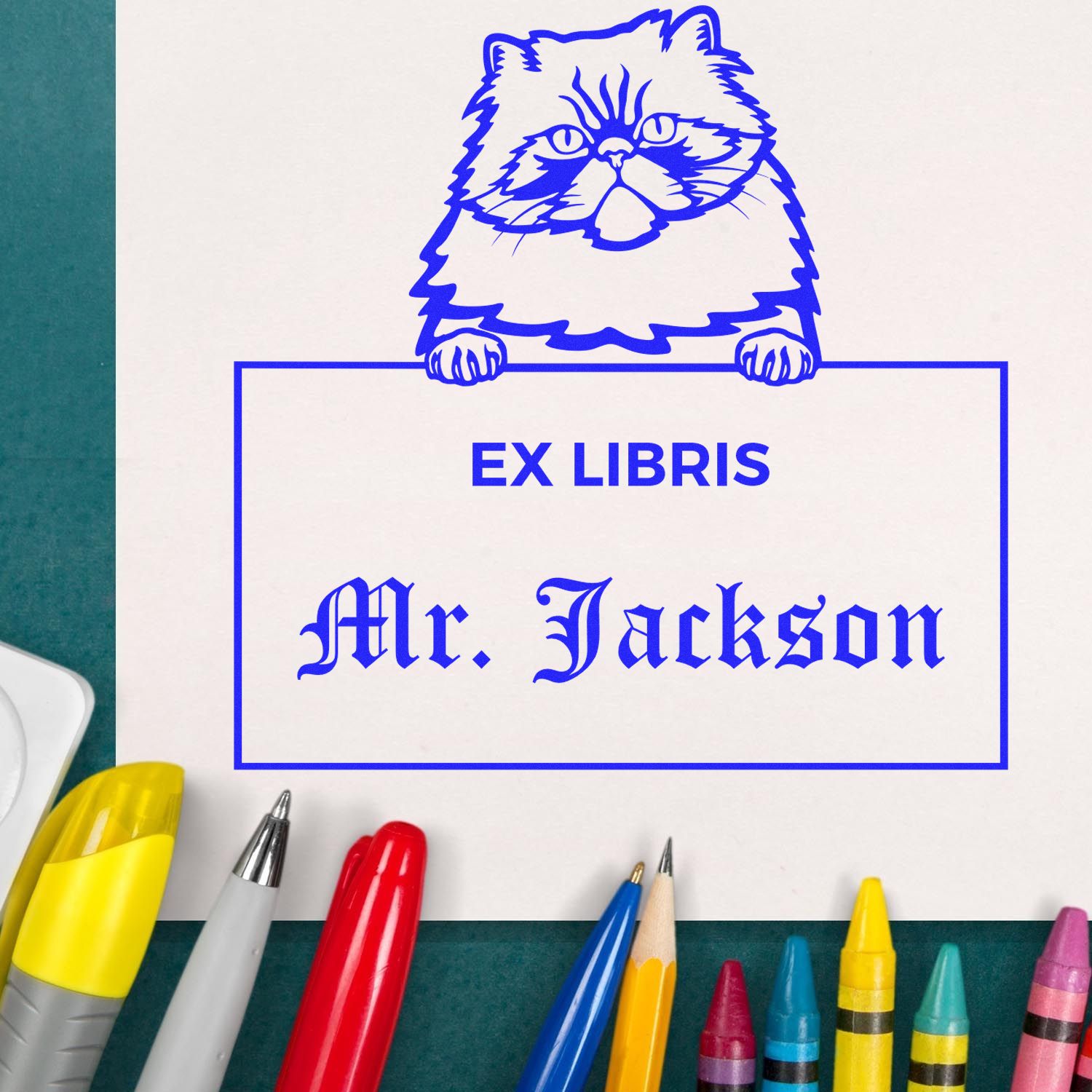 Self-Inking Colorpoint Persian Custom-Made Pet Themed Ex Libris Design Stamp - Engineer Seal Stamps