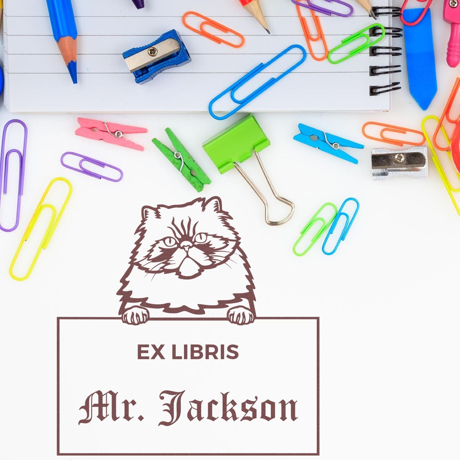 Colorpoint Persian Personalized Cat Ex Libris Book Stamp