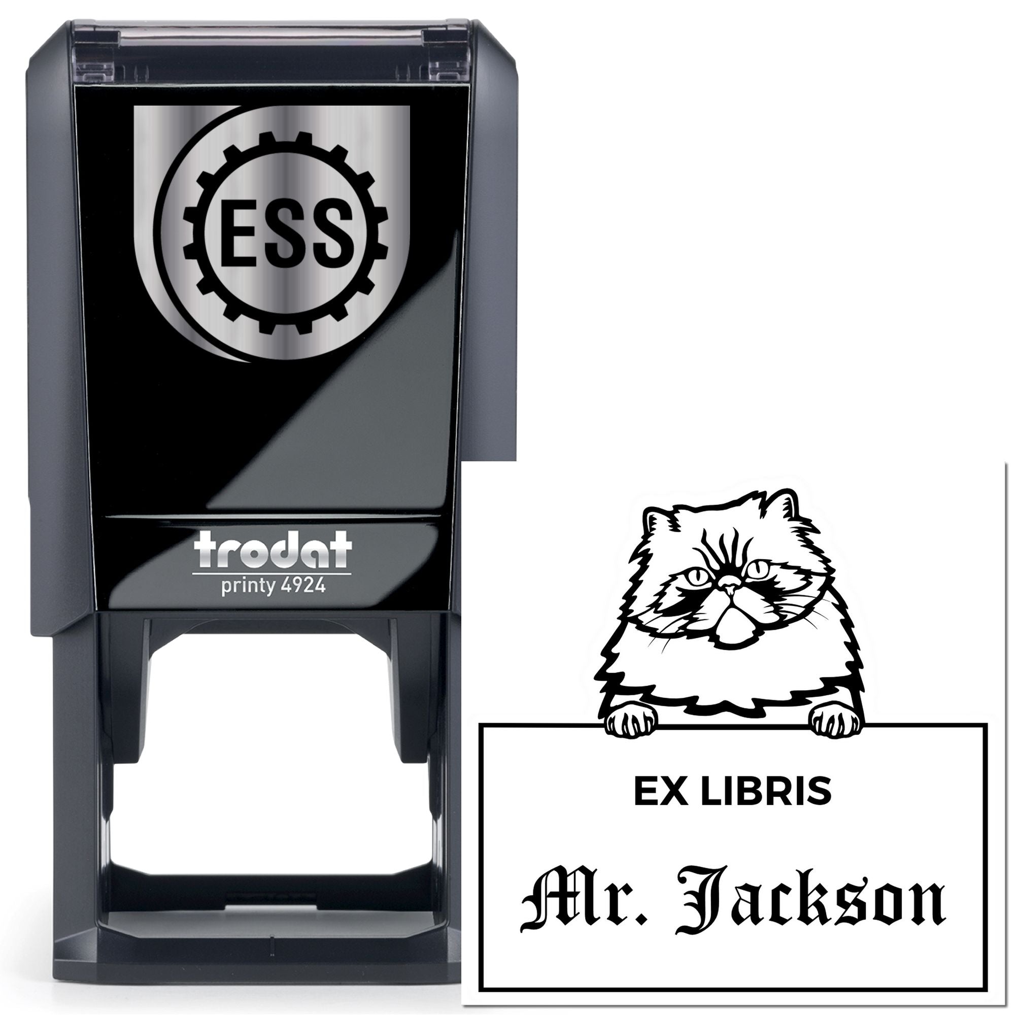 Self-Inking Colorpoint Persian Custom-Made Pet Themed Ex Libris Design Stamp - Engineer Seal Stamps