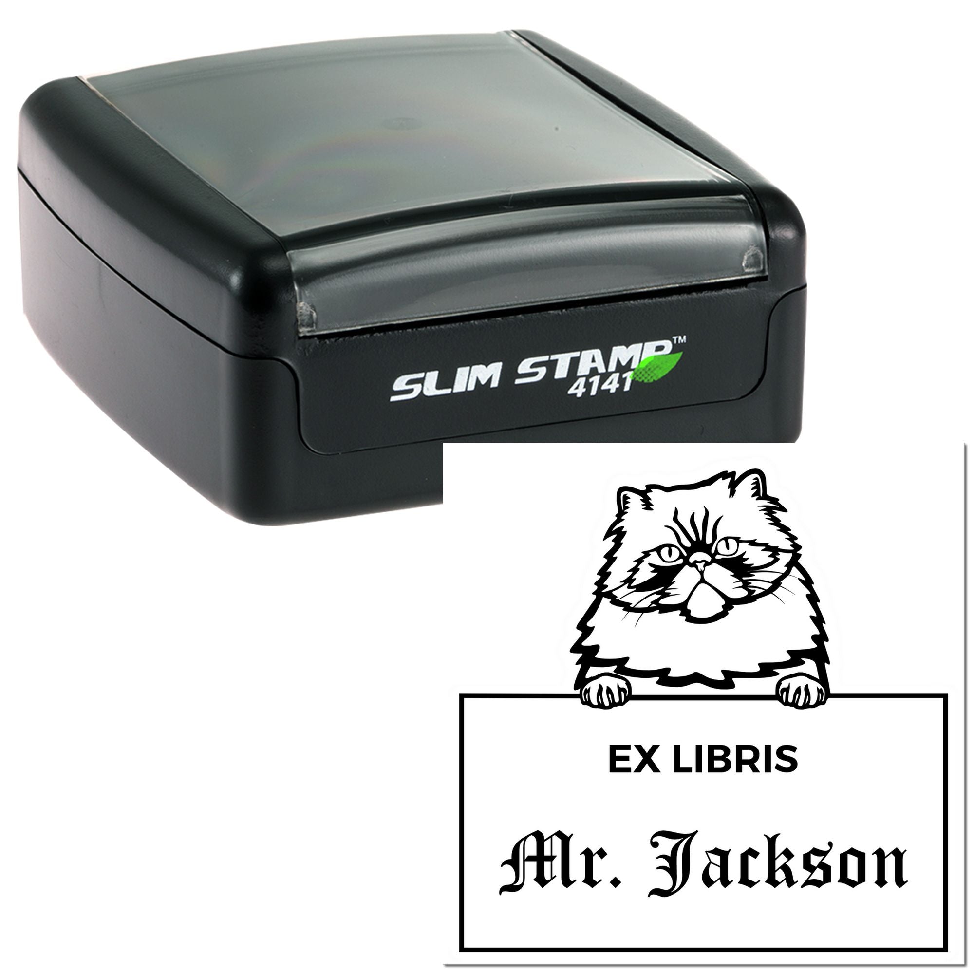 Personalizable ExLibris Stamp with Colorpoint Persian Cat - Engineer Seal Stamps