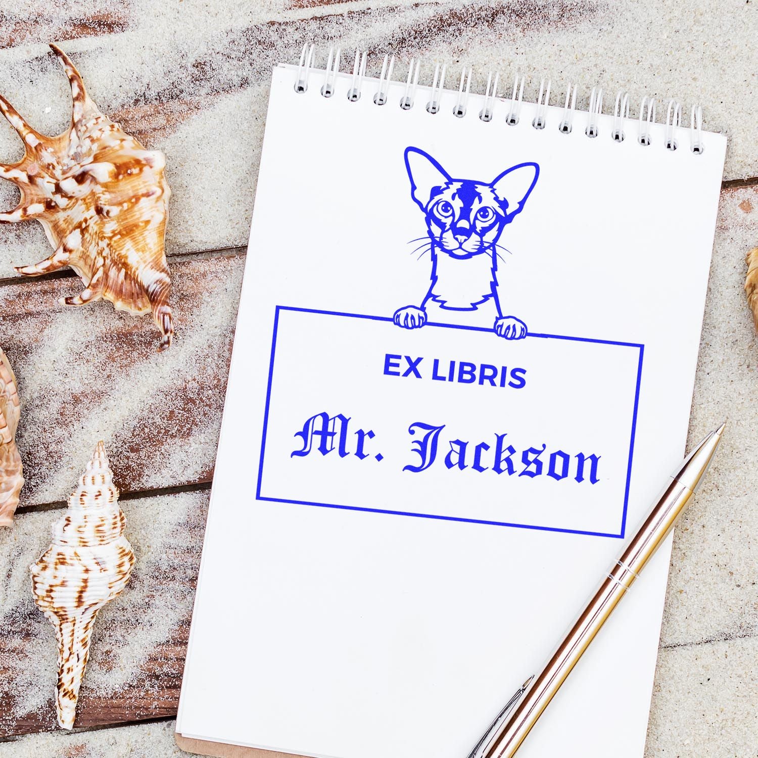 Colorpoint Shorthair Personalized Cat Ex Libris Bookplate Stamp - Engineer Seal Stamps